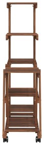 tömör fenyőfa virágtartó állvány kerekekkel 95 x 25 x 101 cm