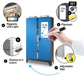 Fém iratszekrény JAN II, 1150 x 185 x 400 mm, antracit-kék