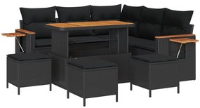 Kerti Kanapé Szett párnával 9 pcs Fekete 110 x 55 x 71 cm