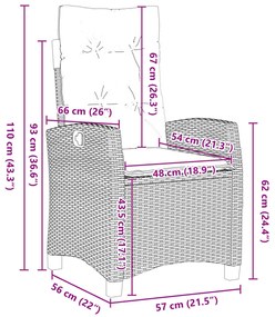 3 részes Kerti Étkező Szett Párnákkal Bézs Poly Rattan