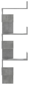 betonszürke szerelt fa fali sarokpolc 45 x 45 x 147 cm