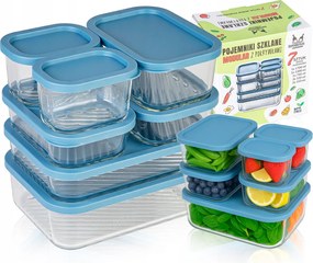 7x Üveg Ételtárolók Hőálló Uzsonnás Doboz Hűtőszekrényhez