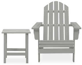 vidaXL szürke tömör fenyőfa kerti adirondack szék asztallal