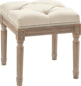 HOMCOM Ágyvégi Puff Hálószobai Pad Fából készült Lábakkal és Párnázott Ülőfelülettel 120 kg Teherbírású Előszoba Pad 40x40x43 cm Bézs | Aosom