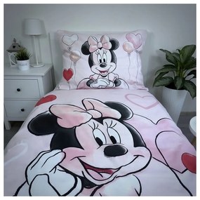 Rózsaszín egyszemélyes pamut gyerek ágyneműhuzat 140x200 cm Minnie "Balloon" – Jerry Fabrics