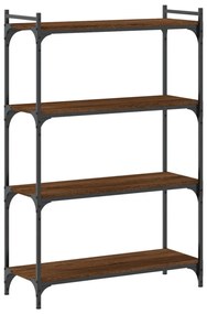 4 szintes barna tölgy színű szerelt fa könyvespolc 80x30x120 cm