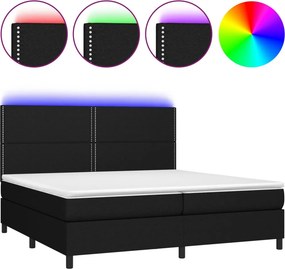 vidaXL fekete szövet rugós és LED-es ágy matraccal 200x200 cm