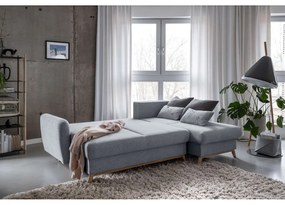 Scandic Lagom világosszürke kinyitható sarokkanapé, jobb oldali - Miuform
