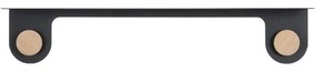 Hook fekete fali polc 2 akasztóval, hossz 70 cm - Gazzda
