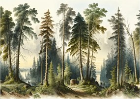 Üveg kép - Szüreti táj az erdők (70x50 cm)