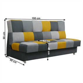 Kanapé, mustár színű anyag/szürke, ALABAMA