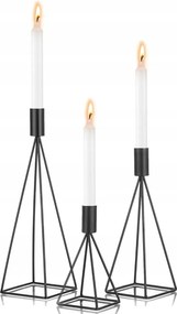 3 db-os fém gyertyatartó szett esküvői asztal dekoráció fekete