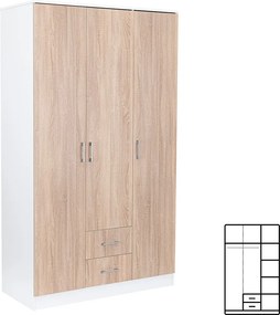 Miami gardróbszekrény 120x205 cm sonoma tölgy-fehér