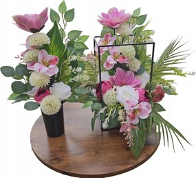 Csokor Szett Csokor Sírdísz Művirág Prémium Fém Keret