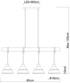 Globo 15442-4H - Csillár zsinóron REX 4xE27/60W/230V