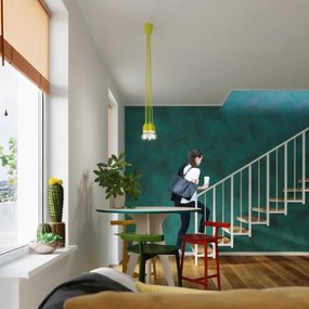 Csillár zsinóron DIEGO 5xE27/60W/230V sárga