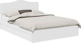 vidaXL Tárolós Ágy fejtámlával fiókkal Fehér 140 x 200 cm Faanyag