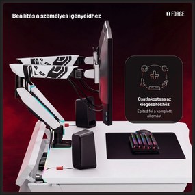 Elektromos RGB gamingasztal tartókkal, fehér, 140 cm: Diablo X-Forge 1400