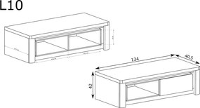 Aldabra Livinio L-10 tv állvány, ribbeck tölgy / fényes fehér