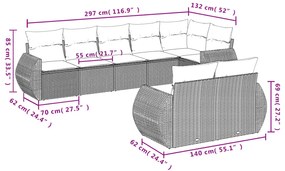 8 részes bézs polyrattan kerti ülőgarnitúra párnával