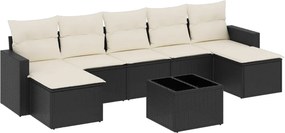 vidaXL 8 részes fekete polyrattan kerti ülőgarnitúra párnákkal