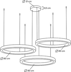 King Home RING MSE0000808080 Függőlámpa 3x50W/LED 3000K 4000LM IP20