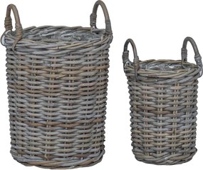 vidaXL Virágcserép Kosár tárolóval 2 pcs Szürke Kubu rattán