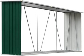 vidaXL zöld horganyzott acél kerti tűzifatároló 330 x 84 x 152 cm