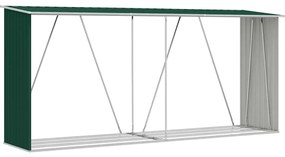 vidaXL zöld horganyzott acél kerti tűzifatároló 330 x 84 x 152 cm