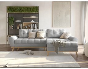 Világosszürke kinyitható sarokkanapé (jobb oldali) Balitco – Ropez