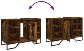 füstös tölgy szerelt fa fürdőszobai mosdószekrény 91x35x60 cm
