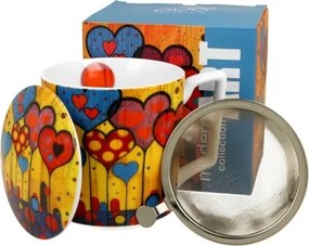 Porcelán Bögre Szűrővel 360 ML Modern Hearts (szívek)