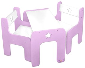 NELLYS Csillag bútorkészlet - Asztal + 2 x szék - rózsaszín fehér, D19
