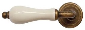 Samoha-Diána Körrozettás Fehér Porcelán Betétes Patinás Antik (Csak Kilincs Felső Rozettán)
