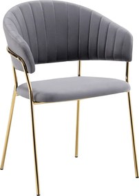 Design étkezőszék, szürkésbarna Velvet szövet/gold króm arany, DASMIN TYP 1