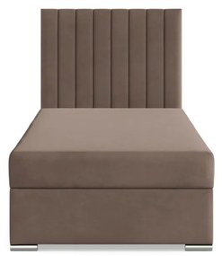 Agen egyszemélyes ágy, bársony, ágyneműtartóval, barna