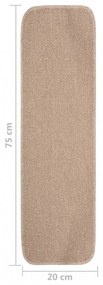 15 db bézs négyszögű csúszásmentes lépcsőszőnyeg 75 x 20 cm