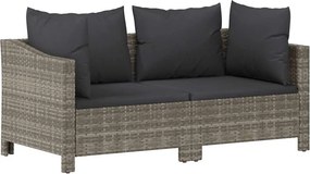 vidaXL 2 darabos szürke polyrattan kerti bútor szett párnákkal