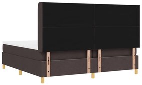 Boxspring Ágy Matracokkal Sötétbarna, 200x200 cm Szövetben