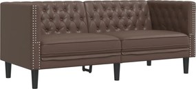 vidaXL 2 személyes barna műbőr Chesterfield kanapé
