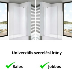 Stuxi Eco Walk-in zuhanyfal, 70x195 cm, 6 mm vastag vízlepergető biztonsági üveggel, 195 cm magas, helytakarékos sarok stabilizátorral