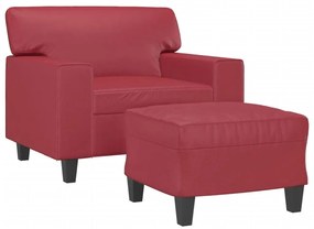 vidaXL bordó műbőr kanapéfotel lábtartóval 60 cm