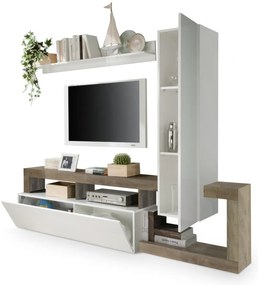 Hamburg TV állvány fehér, pero tölgy 219 cm