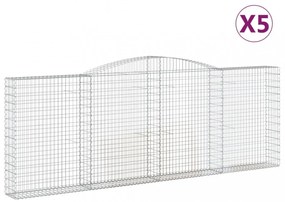 vidaXL 5 db íves horganyzott vas gabion kosár 400x30x140/160 cm