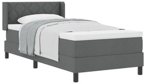 Boxspring ágy matraccal, sötétszürke, 100x200 cm szövet