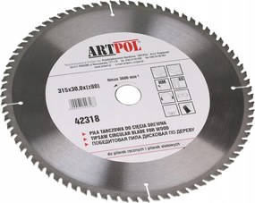 Faipari Körfűrész 315 mm 80 fogas