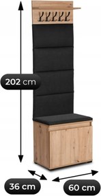 Előszoba bútor szett 60 cm artisan tölgy/grafit színben – VENORNA