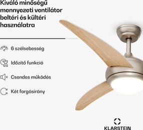 Klarstein El Paso mennyezeti ventilátor világítással | 132 cm | 35 W | Csendes működés | Fa