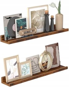 Vasagle polcok 2 db 60x10 cm Mdf barna vintage 10 kg falra szerelhető