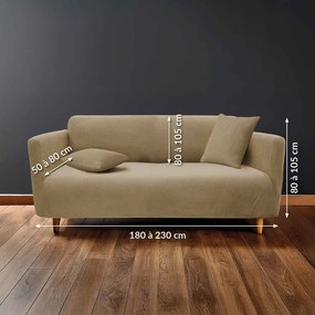 Barna háromszemélyes gumis kanapé huzat Sacha – douceur d'intérieur